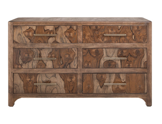 Praga - 6-Drawer Dresser - Almond / Barrel Brown
