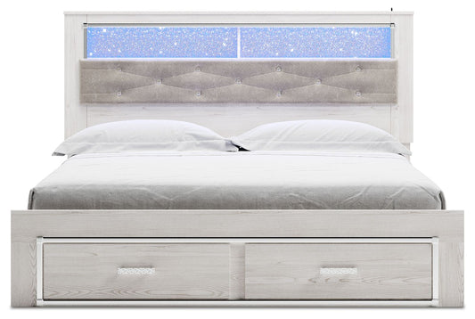 Altyra - King Upholstered Bookcase Bed With Storage - White