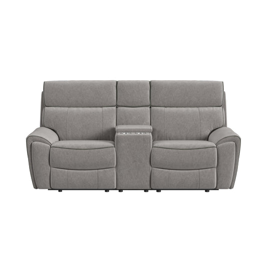 Jackpot - P1 Loveseat With Console - Explore Light Gray