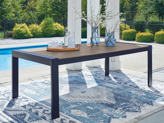 East Beach - Rectangular Dining Table With Umbrella Option - Blue