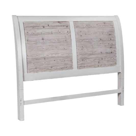 Backroads - King Sleigh Headboard - Weathered White