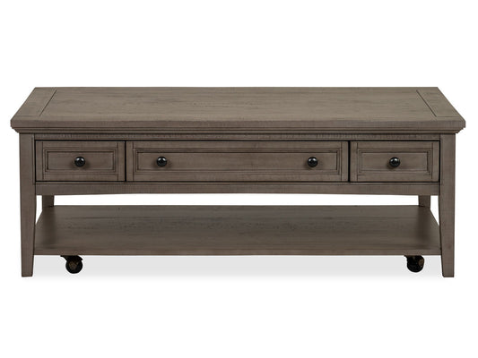 Paxton Place - Rectangular Cocktail Table With Casters - Dovetail Gray