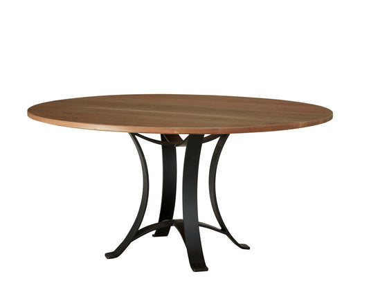 Crafted Cherry - Round Dining Table With Metal Pedestal