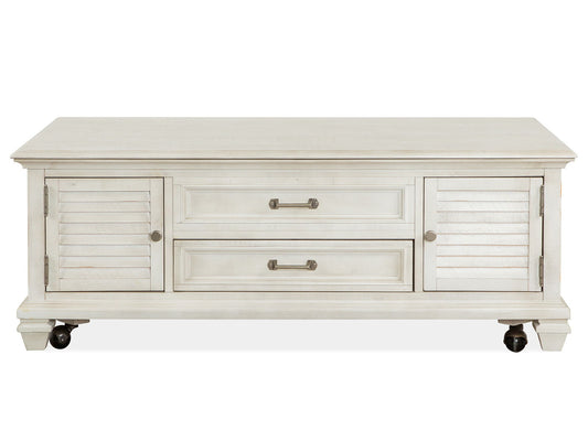 Newport - Lift Top Storage Cocktail Table (With Casters) - Alabaster