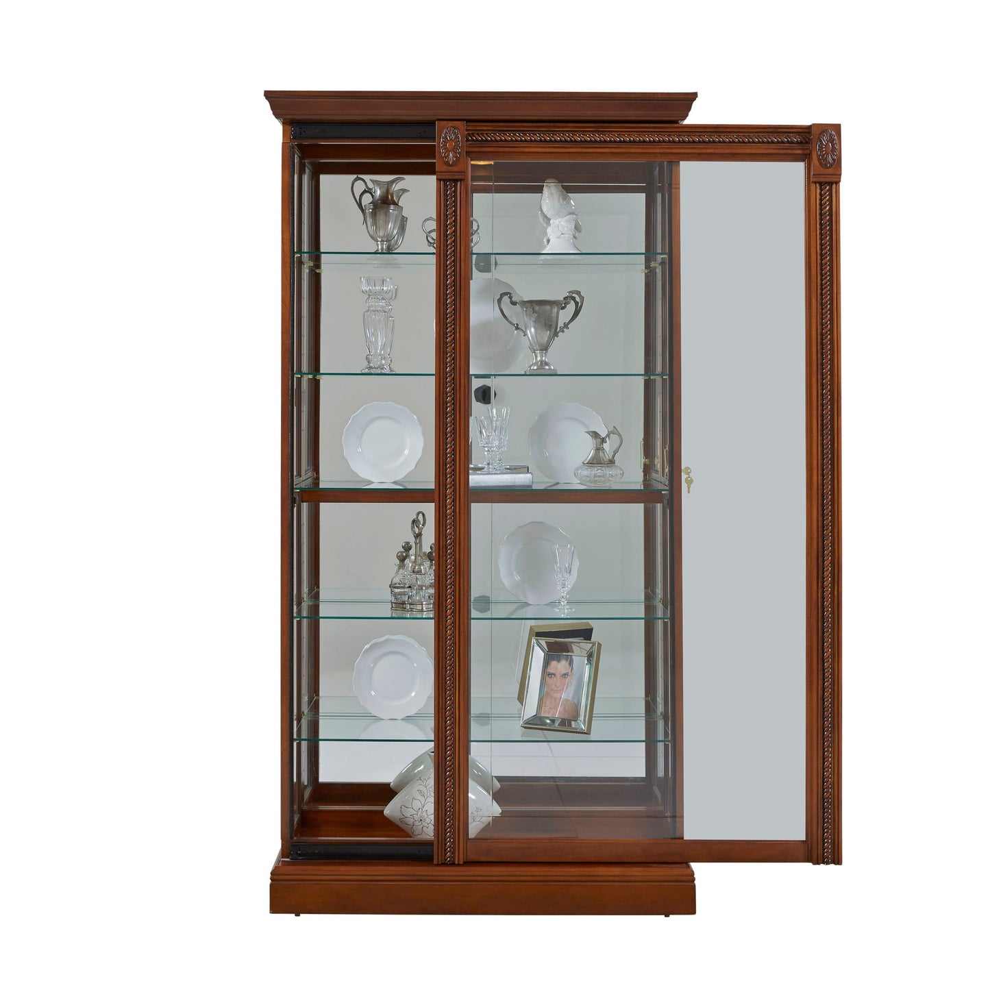 PFC Curios - Lighted Sliding Door 5 Shelf Curio Cabinet