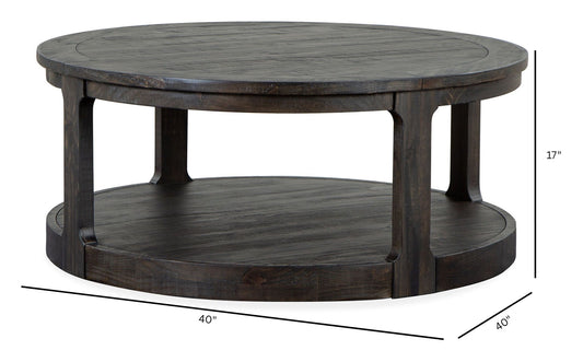 Boswell - Round Cocktail Table (With Casters) - Peppercorn