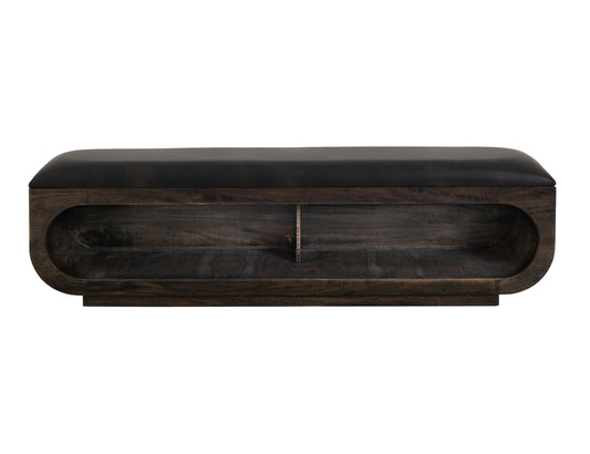 Balam - Wooden Bench With Cushioned Seat - Oil Black