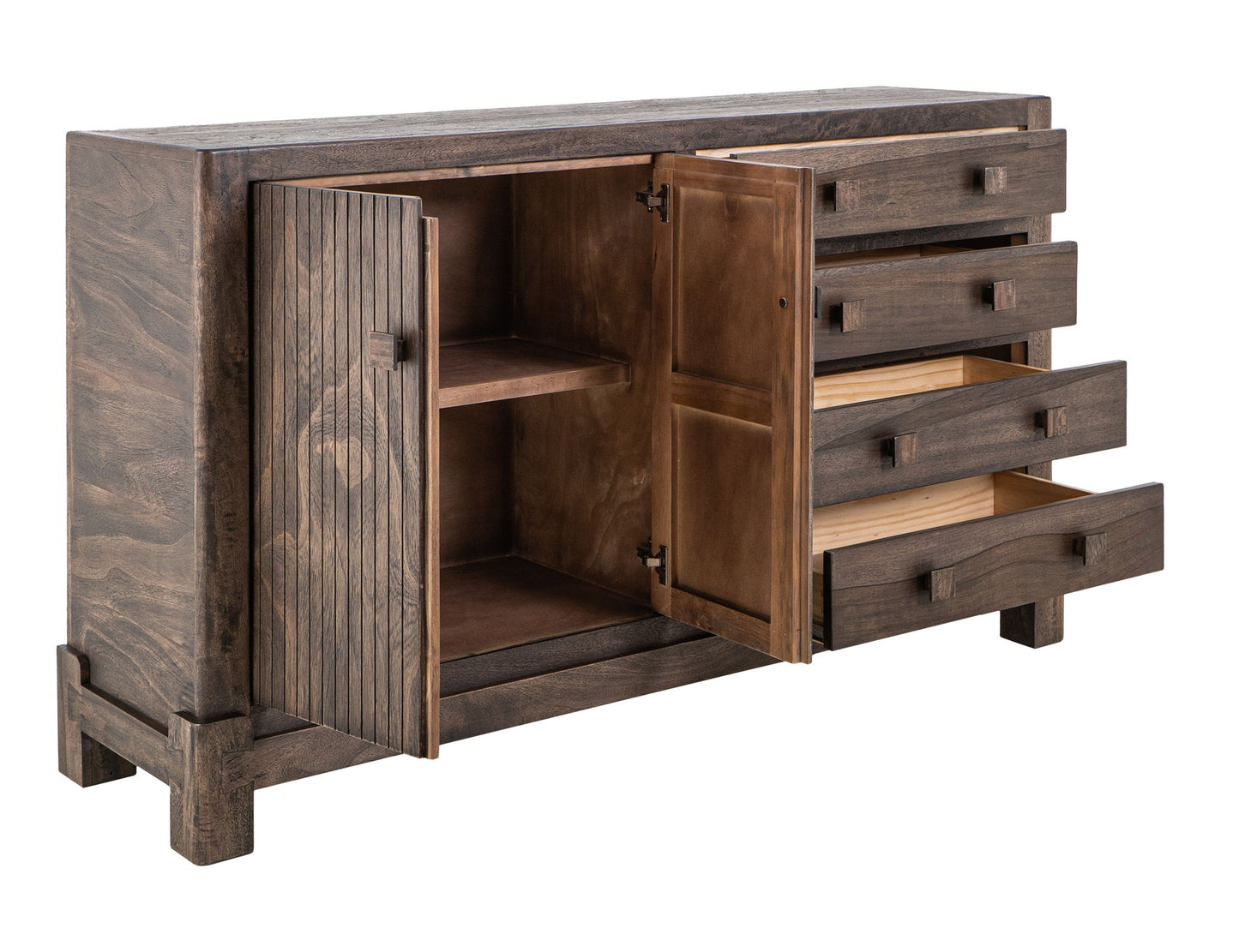 Dark Atenas - Console With 4 Drawer And 2 Doors - Brown