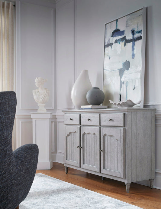 3-Door Credenza With Storage Drawers - Gray