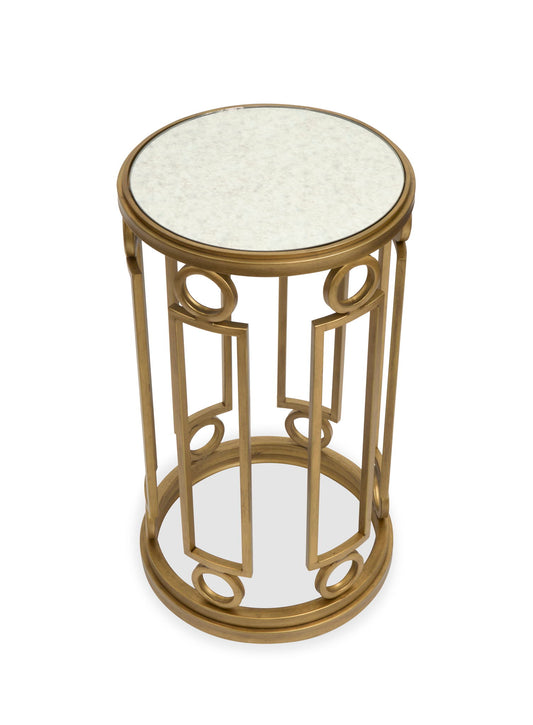 Lorena - Round Accent Table - Burnished Brass