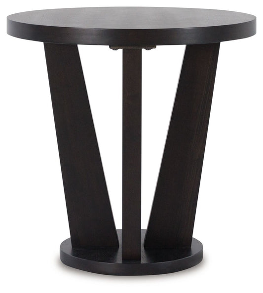 Chasinfield - Round End Table - Dark Brown
