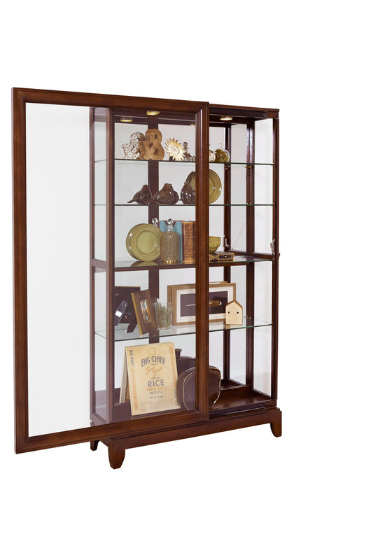 PFC Curios - Sliding Door 5 Shelf Curio Cabinet - Chocolate Cherry