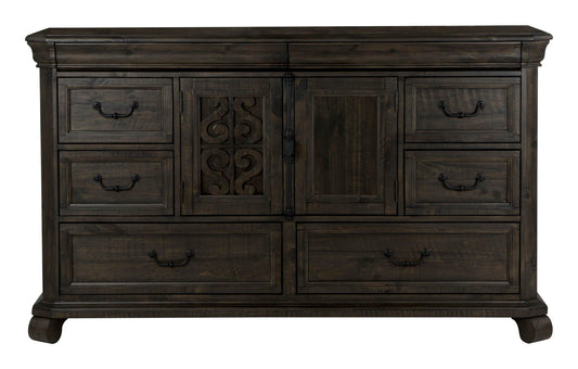 Bellamy - Drawer Dresser With Shaped Mirror - Peppercorn