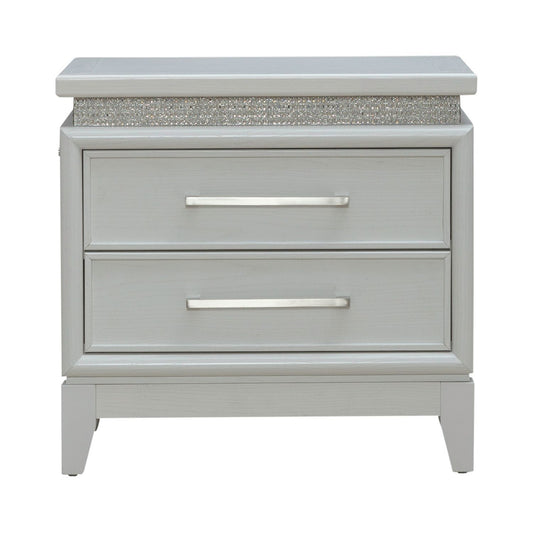 Reflections - Nightstand With Lights and Charging Station - White