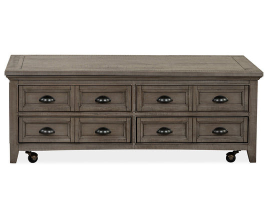 Paxton Place - Lift Top Storage Cocktail Table With Casters - Dovetail Gray
