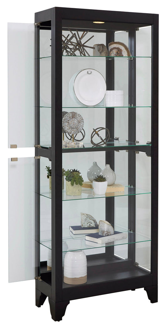 PFC Curios - Lighted Gallery Style 5 Shelf Curio Cabinet - Onyx Black