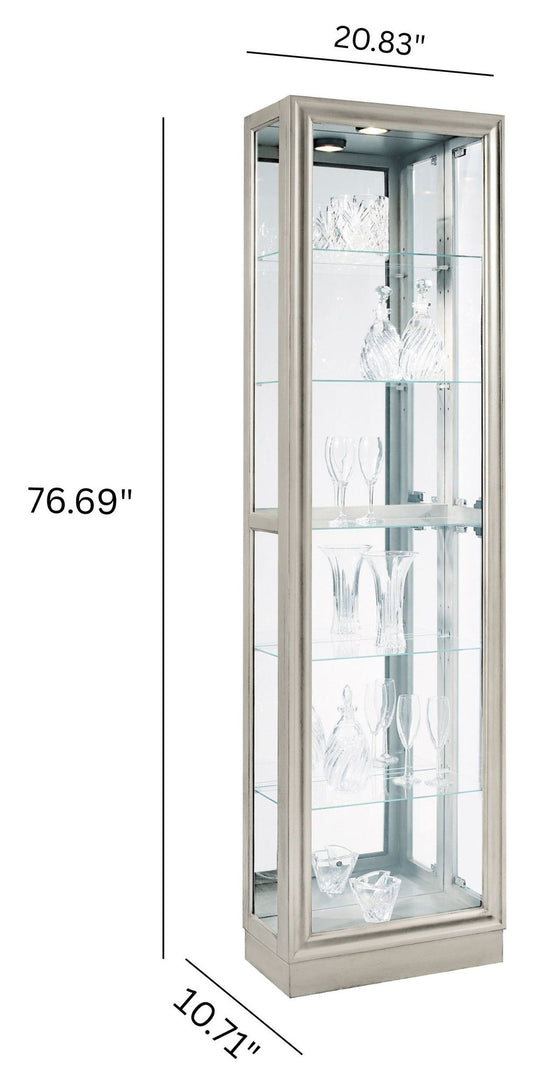 PFC Curios - Side Entry 5 Shelf Curio Cabinet - Platinum Silver
