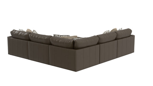 Siena - 5 Piece Modular Sectional With Cuddler Seat Cushions And Included Accent Pillows And Cocktail Ottoman - Chocolate