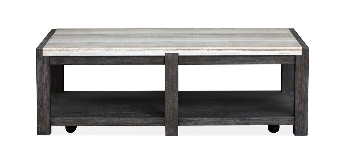 Plum Creek - Rectangular Cocktail Table With Casters - Ravenwood Black