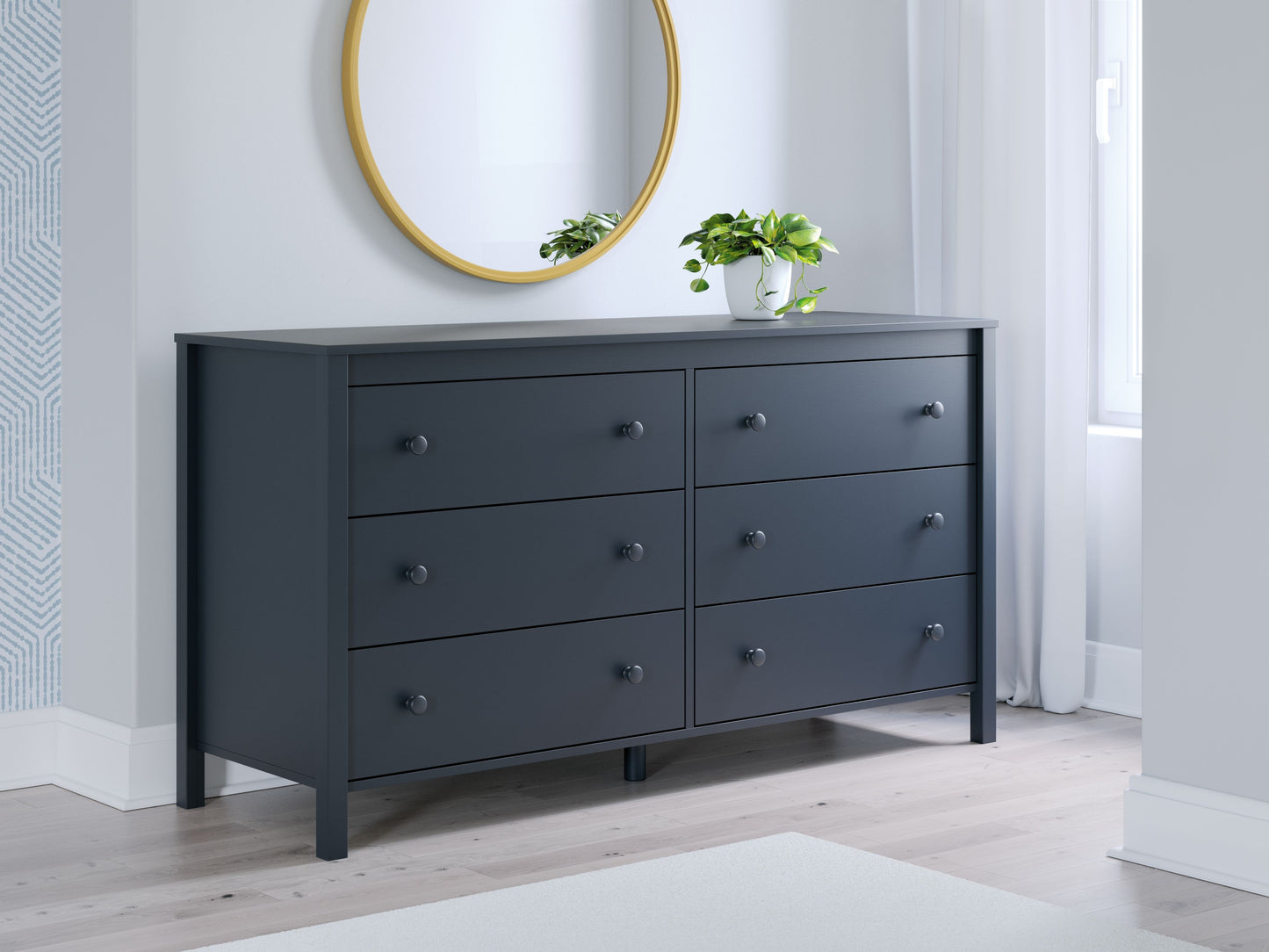 Simmenfort - Six Drawer Dresser - Navy Blue