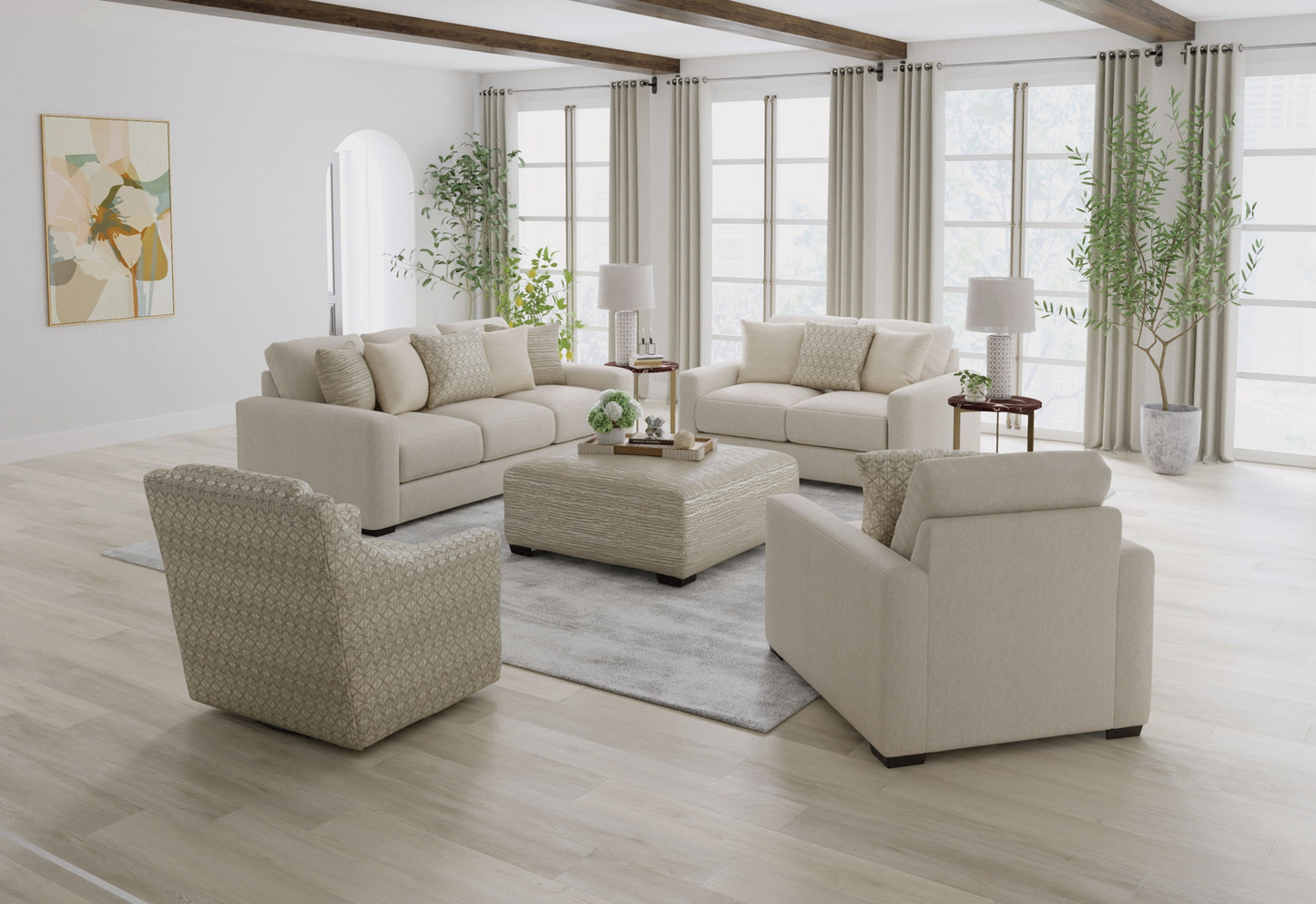 Hyde Park - Fabric Swivel Chair - Beige