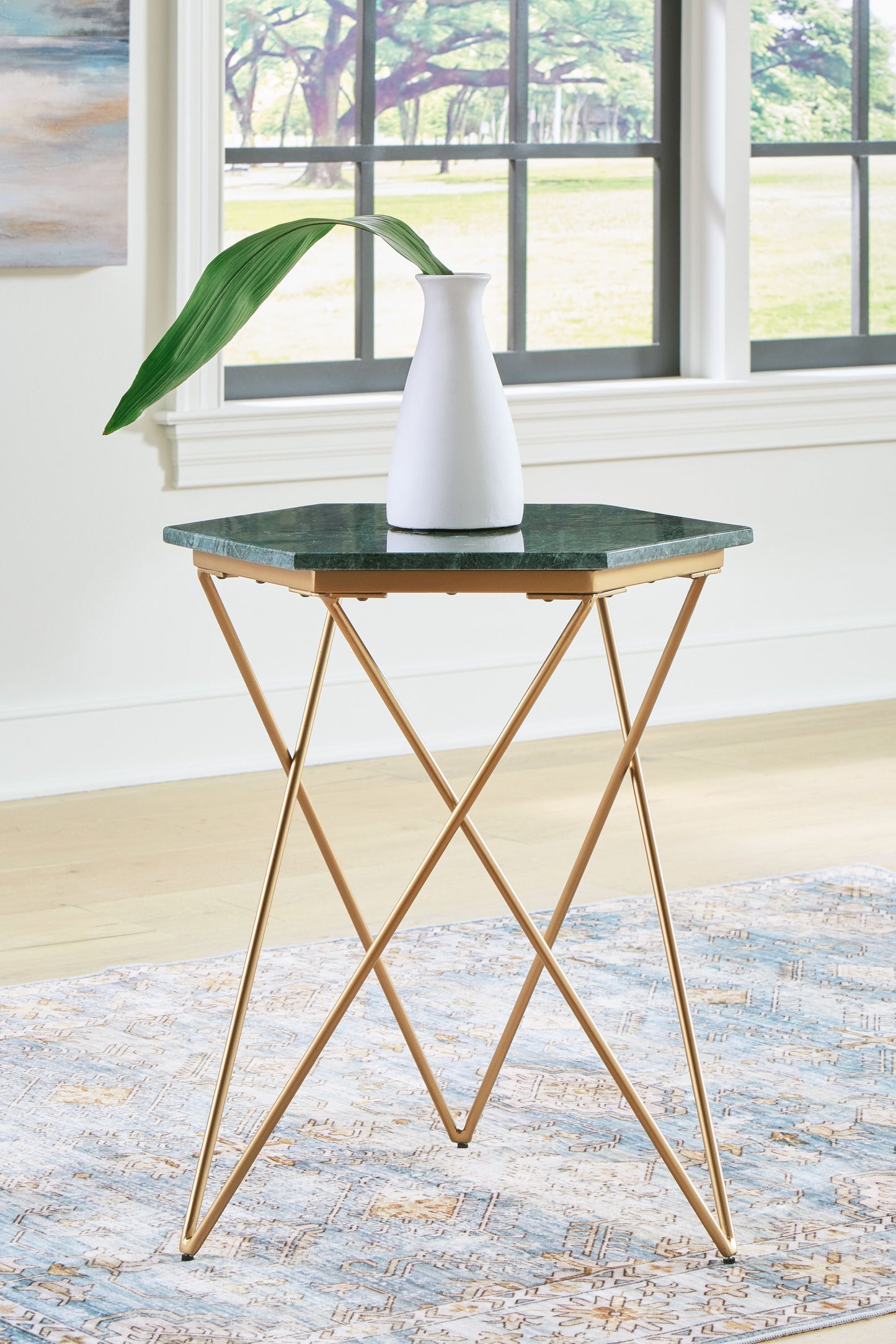 Engelton - Accent Table - Green / Gold