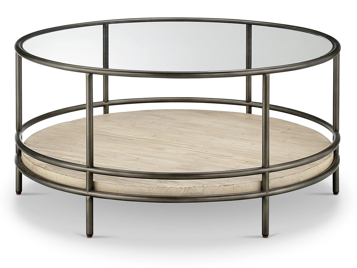 Cena - Round Cocktail Table - Natural And Vintage Nickel
