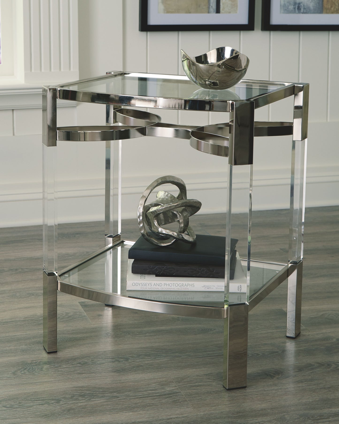 Chaseton - Accent Table - Clear / Silver Finish