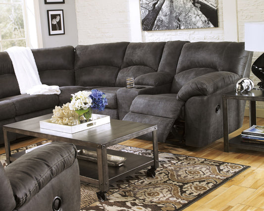 Tambo - Right Arm Facing Loveseat With Console 2 Pc Sectional - Pewter