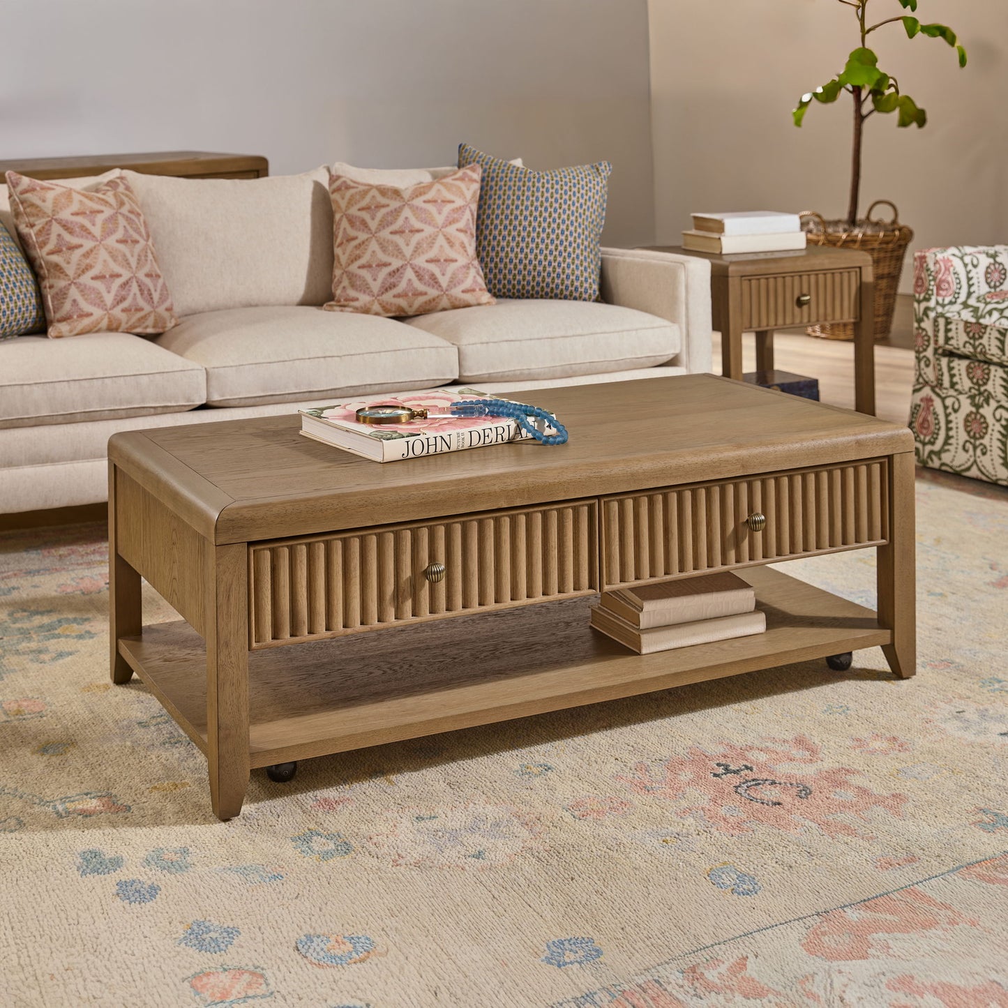 Reed - Rectangular Coffee Table With Casters - Driftwood Oak