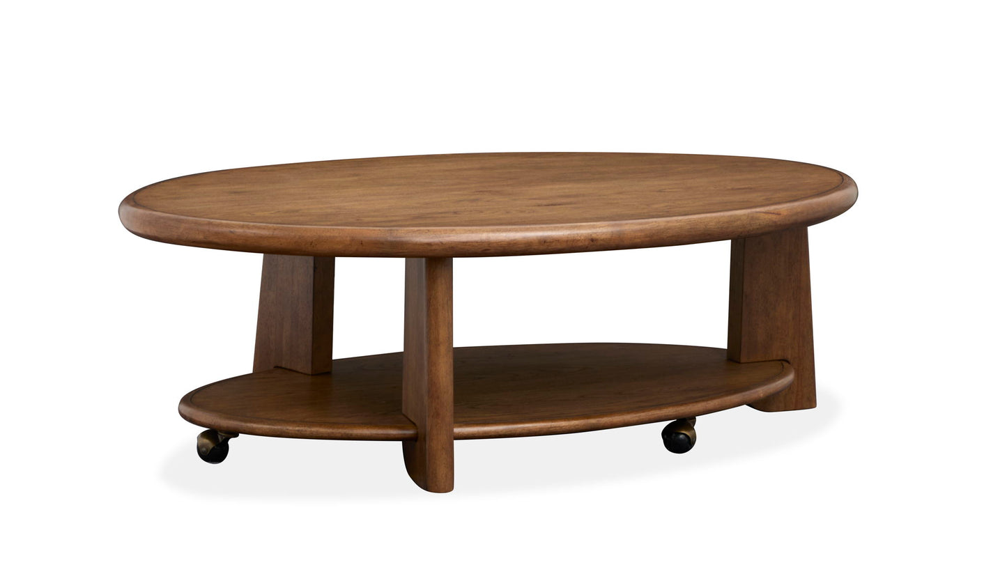 Tanner - Oval Cocktail Table With Casters - Tawny Brown