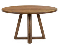 Silver - Round Dining Table - Brown