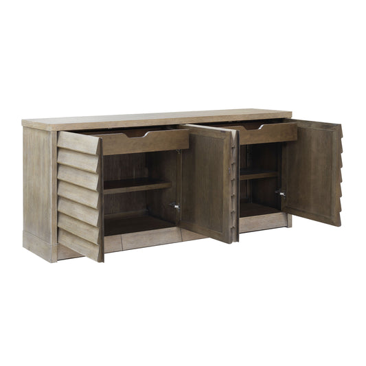 Pulaski Accents - Modern 4 Door Credenza with Storage - Natural