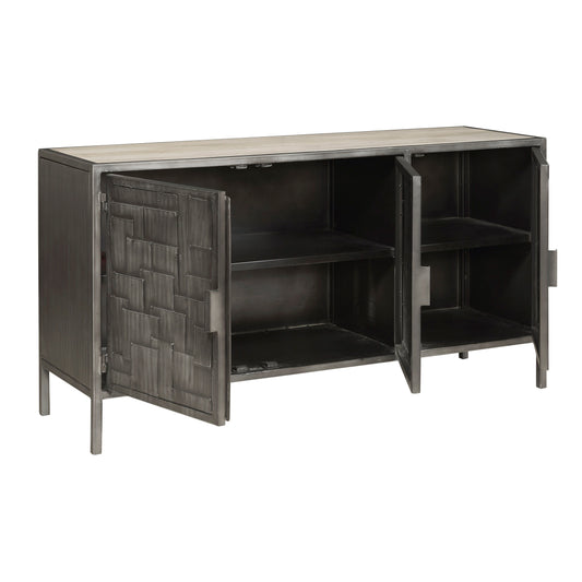 3-Door Metal Sideboard - Dark Gray