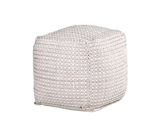 Hakim - Square Handwoven Woolen Pouf - White