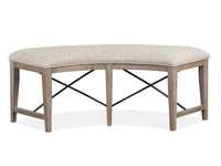 Paxton Place - Curved Bench With Upholstered Seat - Dovetail Gray