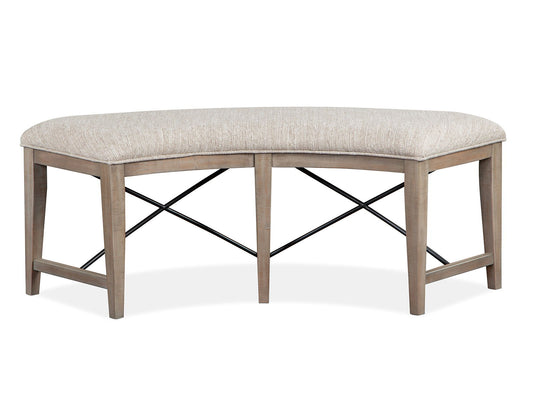 Paxton Place - Curved Bench With Upholstered Seat - Dovetail Gray