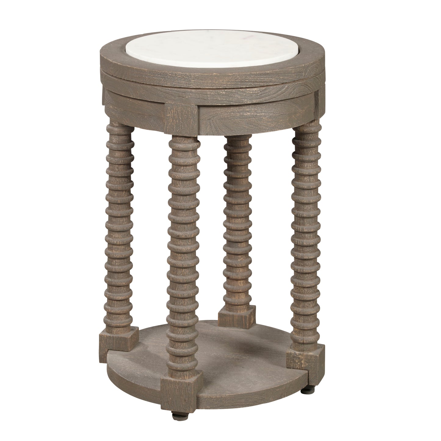 Spindle Leg Spot Table With Marble Top - Multi