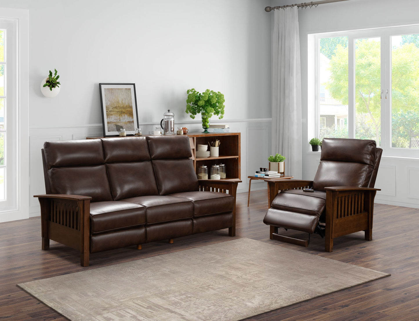 Artisan - Sofa-Recliner With Power, Power Headrest - Dark Brown