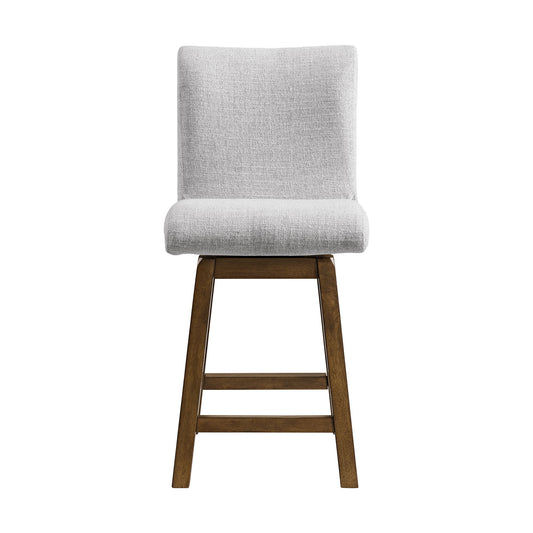 Carmela - Swivel Counter Chair (Set of 2) - Brown / Light Gray Linen
