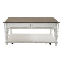 Magnolia Manor - Oversized Square Cocktail Table - Antique White