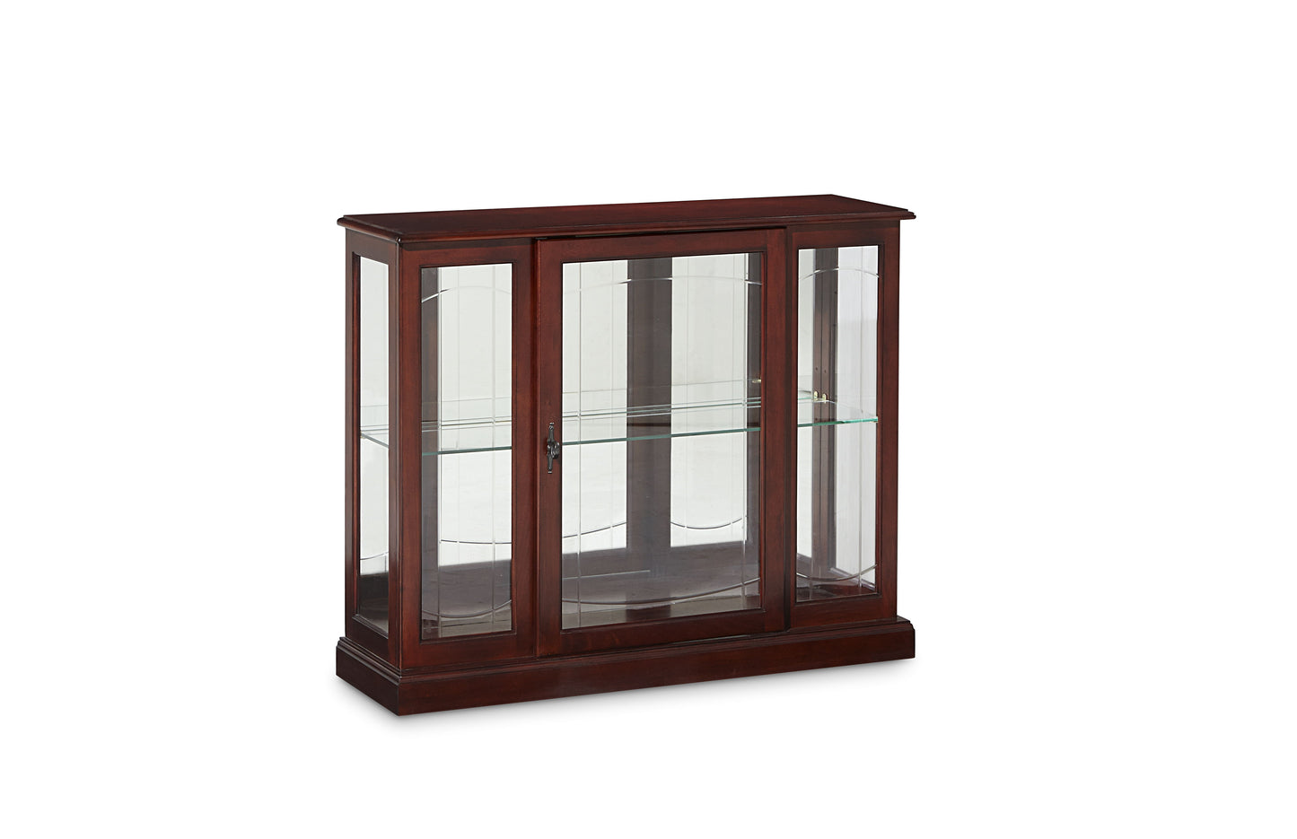 PFC Curios - Lighted 1 Shelf Console Display Cabinet - Cherry Brown