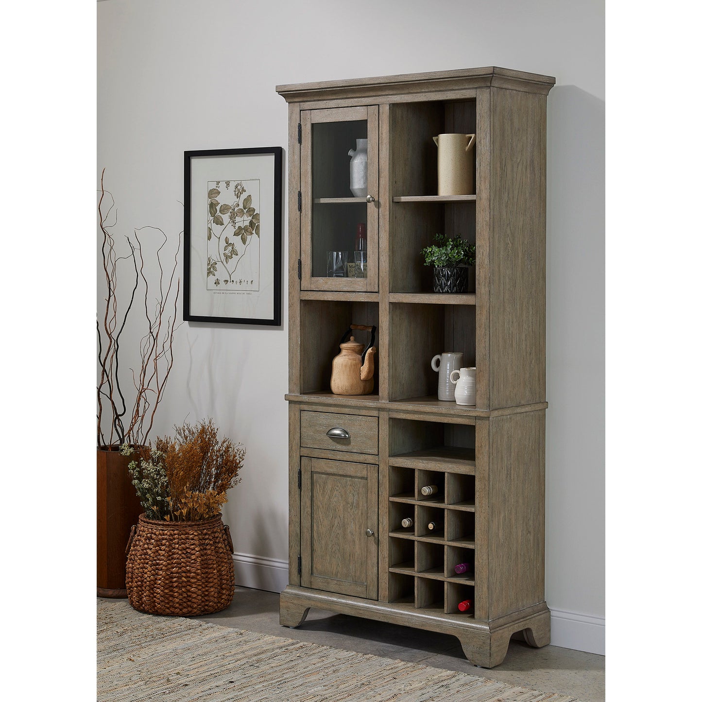 Kitchen Curio With Wine Storage - Light Brown