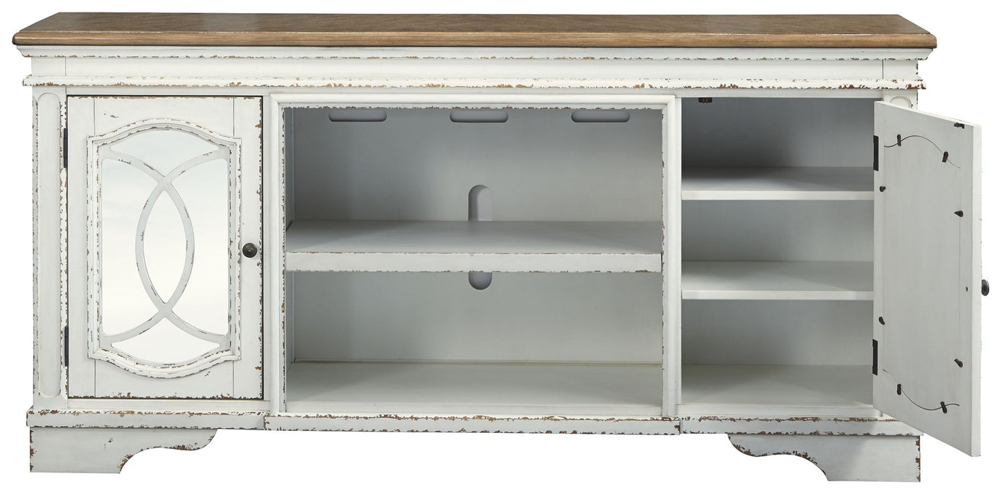 Realyn - XL TV Stand w/Fireplace Option - Chipped White