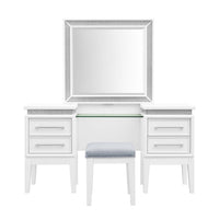 Reflections - 3 Piece Vanity Set - Pearl White & Rhinestone