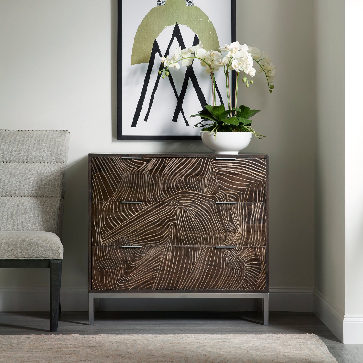 Rustic 3-Drawer Accent Chest - Dark Brown