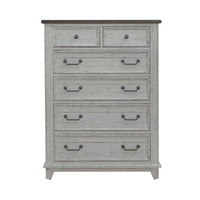 River Place - 6 Drawer Chest - Riverstone White & Tobacco