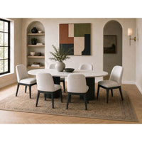 Sylvie - 7 Piece Standard Height Dining Set (Oval Table And Six Chairs) - Black With Grain