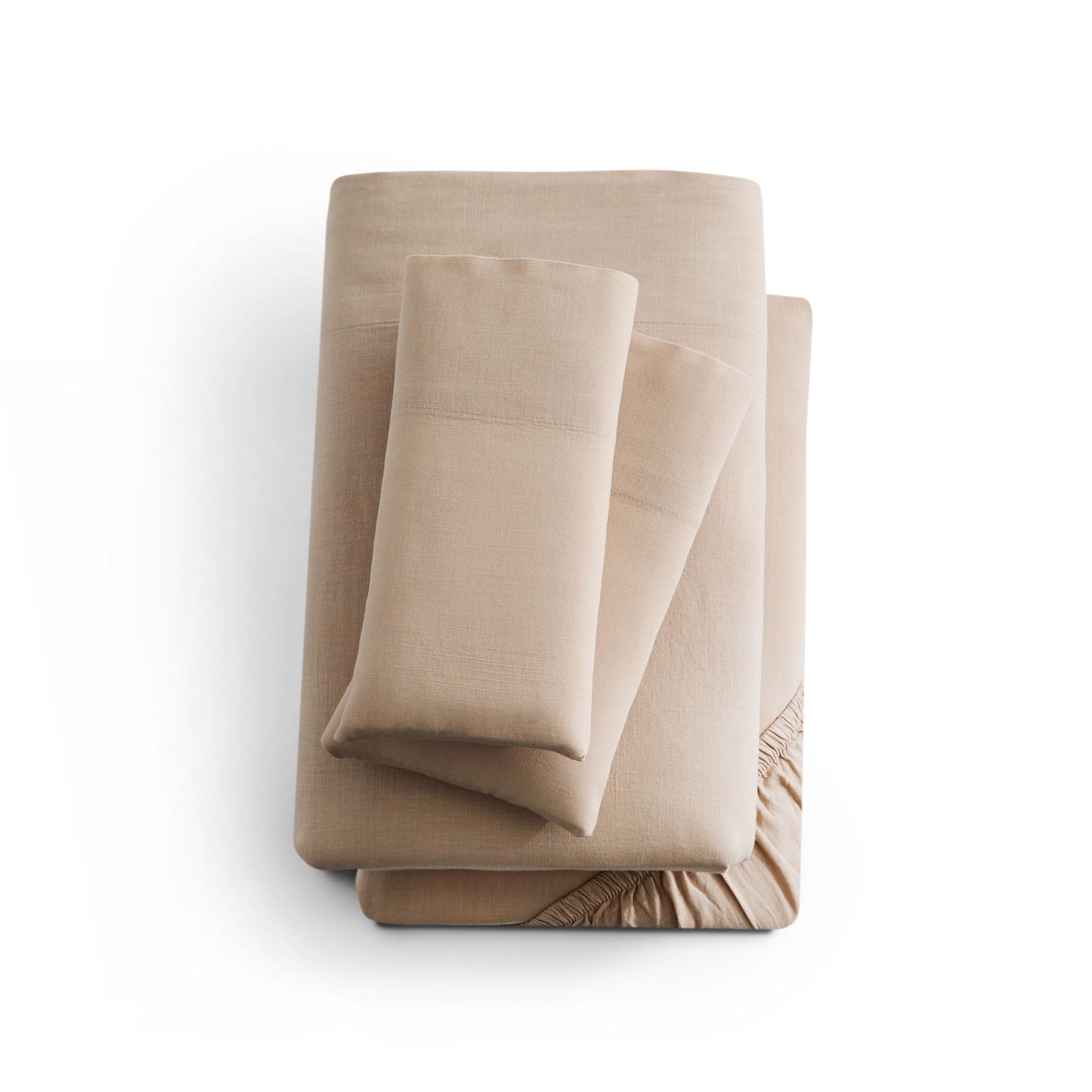 Linen-Weave Cotton Full Sheet Set - Sand