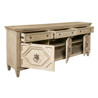 3-Door Entertainment Console With Storage Drawers - Natural